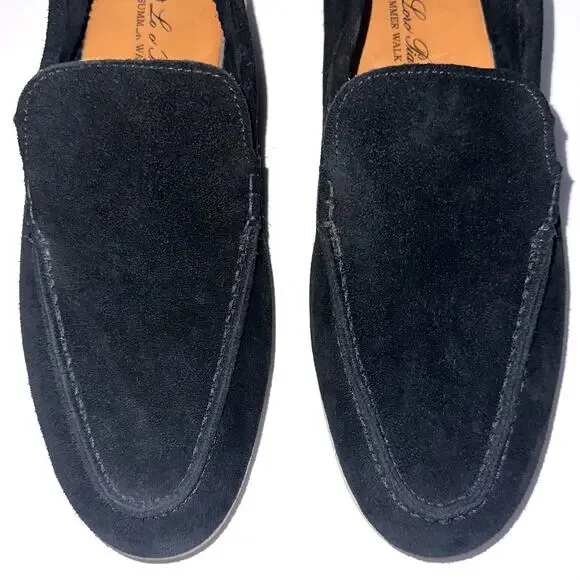 Loro Piana Men’s Black Suede Summer Walk Designer Loafers Size Eur 41/US 8
